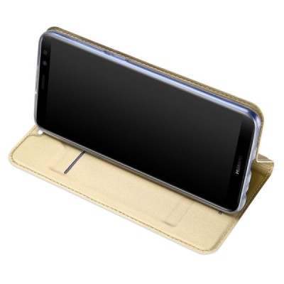 „Dux Ducis“ Skin serijos Huawei Mate 10 Lite auksinis odinis atverčiamas dėklas / Priedai.lt