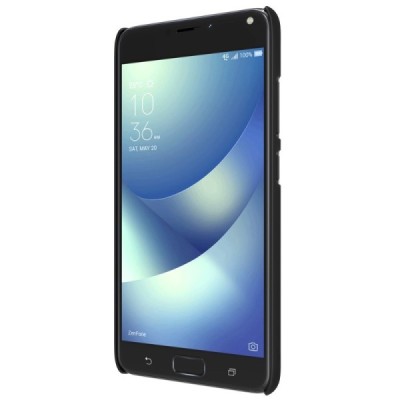 Asus Zenfone 4 Max (ZC554KL) Nillkin Frosted Shield juodas plastikinis dėklas + apsauginė ekrano plėvelė / Priedai.lt