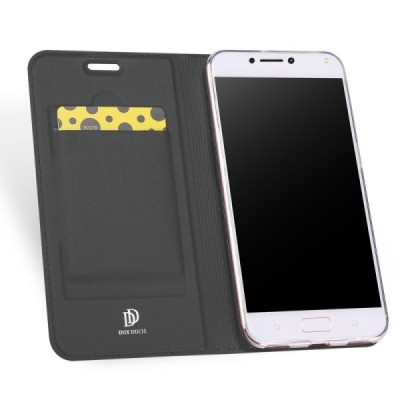 „Dux Ducis“ Skin serijos Asus Zenfone 4 Max (ZC554KL) juodas odinis atverčiamas dėklas / Priedai.lt