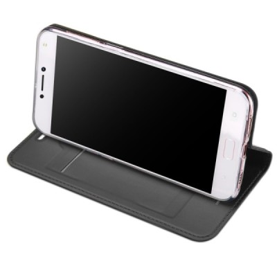 „Dux Ducis“ Skin serijos Asus Zenfone 4 Max (ZC554KL) juodas odinis atverčiamas dėklas / Priedai.lt