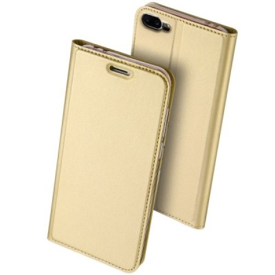 „Dux Ducis“ Skin serijos Asus Zenfone 4 Max (ZC554KL) auksinis odinis atverčiamas dėklas / Priedai.lt