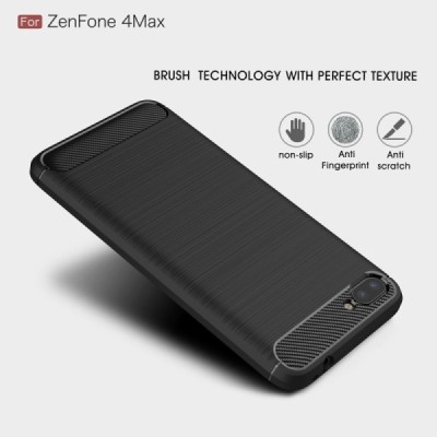 Asus Zenfone 4 Max (ZC554KL) „Carbon“ kieto silikono TPU juodas dėklas - nugarėlė / Priedai.lt