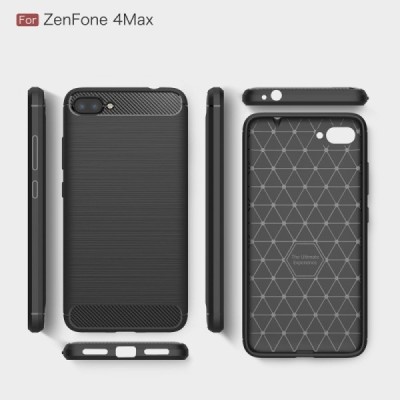 Asus Zenfone 4 Max (ZC554KL) „Carbon“ kieto silikono TPU juodas dėklas - nugarėlė / Priedai.lt