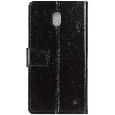Nokia 2 atverčiamas juodas odinis dėklas, knygutė - piniginė / Priedai.lt