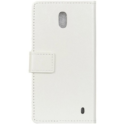 Nokia 2 atverčiamas baltas odinis dėklas, knygutė - piniginė / Priedai.lt