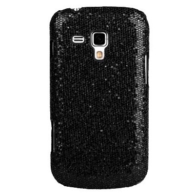 Samsung Galaxy S Duos 2 S7582, S Duos S7562, Trend S7560, Trend Plus S7580 Glitter plastikinis juodas dėklas - nugarėlė / Prieda