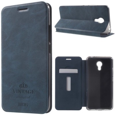 „Mofi“ Vintage serijos Meizu m3 note mėlynas odinis atverčiamas dėklas / Priedai.lt