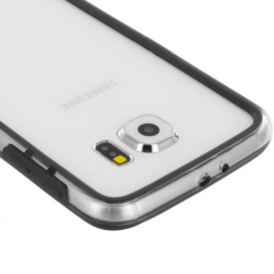 Samsung Galaxy S6 G920F skaidrus permatomas rėmelis (kraštų apvadas, bamperis) - juodas / Priedai.lt