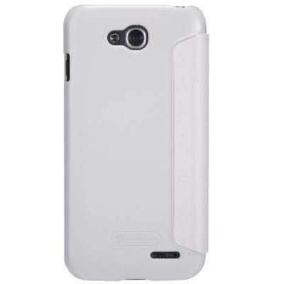 LG L90 (D410) baltas odinis atverčiamas Nillkin Sparkle dėklas / Priedai.lt