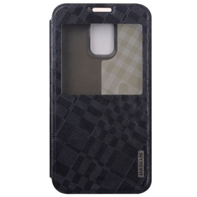 Samsung Galaxy S5 G900 (S5 Neo G903) Baseus Brocade atverčiamas juodas dėklas / Priedai.lt