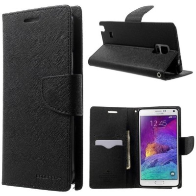 „Mercury“ Fancy Diary atverčiamas Samsung Galaxy Note 4 (N910) juodas odinis dėklas - piniginė / Priedai.lt