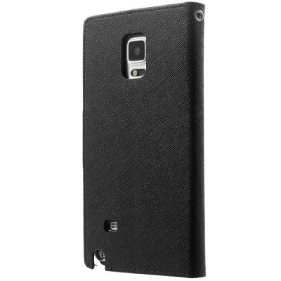„Mercury“ Fancy Diary atverčiamas Samsung Galaxy Note 4 (N910) juodas odinis dėklas - piniginė / Priedai.lt