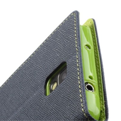 „Mercury“ Fancy Samsung Galaxy Note 3 (N9005, N9002, N9000) mėlynas odinis dėklas / Priedai.lt