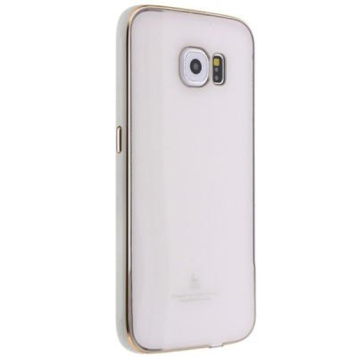 Samsung Galaxy S6 Edge (G925) Luphie plastikinis dėklas su metalo rėmais - baltas / Priedai.lt