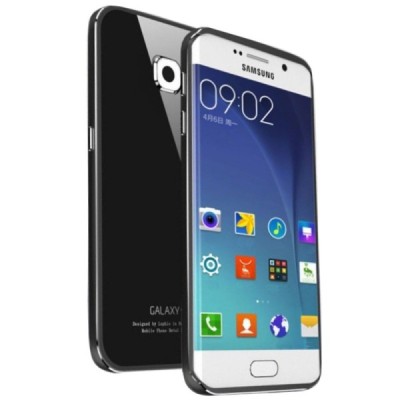 Samsung Galaxy S6 Edge (G925) Luphie stiklinis dėklas su metalo rėmais - juodas / Priedai.lt