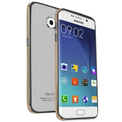 Samsung Galaxy S6 Edge (G925) Luphie stiklinis dėklas su metalo rėmais - baltas, auksinis / Priedai.lt