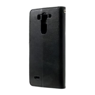 LG G3 S D722 atverčiamas juodas odinis dėklas - piniginė / Priedai.lt