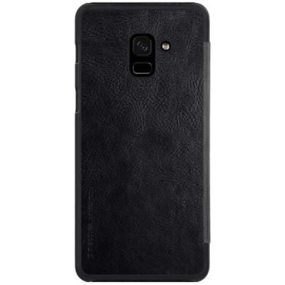 Prabangus „Nillkin“ Qin serijos juodas odinis atverčiamas Samsung Galaxy A8 2018 (A530F) dėklas / Priedai.lt