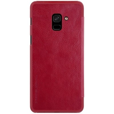 Prabangus „Nillkin“ Qin serijos raudonas odinis atverčiamas Samsung Galaxy A8+ 2018 (A730F) dėklas / Priedai.lt