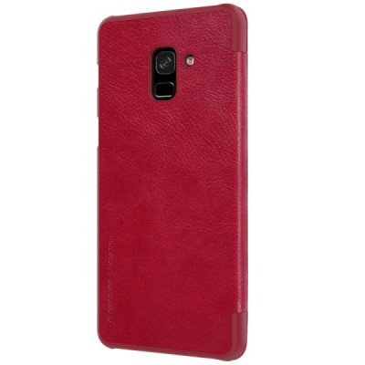Prabangus „Nillkin“ Qin serijos raudonas odinis atverčiamas Samsung Galaxy A8+ 2018 (A730F) dėklas / Priedai.lt