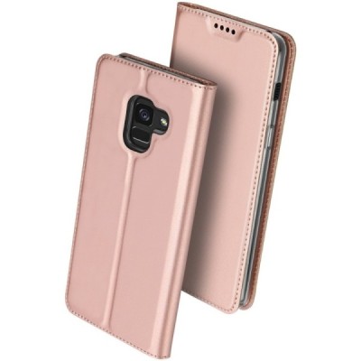 „Dux Ducis“ Skin serijos Samsung Galaxy A8 2018 (A530F) rožinis odinis atverčiamas dėklas / Priedai.lt
