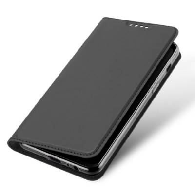„Dux Ducis“ Skin serijos Samsung Galaxy A8+ 2018 (A730F) juodas odinis atverčiamas dėklas / Priedai.lt
