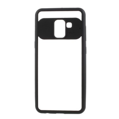 „FOCUS“ Samsung Galaxy A8 2018 (A530F) skaidrus juodos spalvos apvadais kieto silikono (TPU) dėklas / Priedai.lt