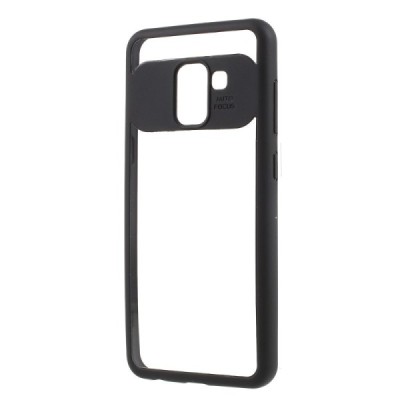 „FOCUS“ Samsung Galaxy A8 2018 (A530F) skaidrus juodos spalvos apvadais kieto silikono (TPU) dėklas / Priedai.lt
