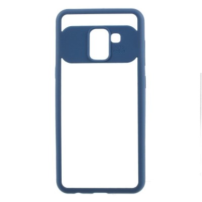 „FOCUS“ Samsung Galaxy A8 2018 (A530F) skaidrus mėlynos spalvos apvadais kieto silikono (TPU) dėklas / Priedai.lt