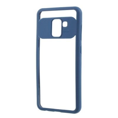 „FOCUS“ Samsung Galaxy A8 2018 (A530F) skaidrus mėlynos spalvos apvadais kieto silikono (TPU) dėklas / Priedai.lt
