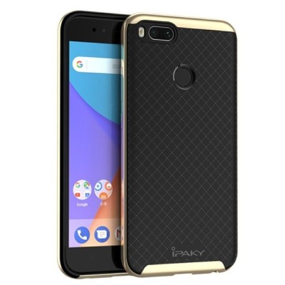 Xiaomi Mi A1 ir Mi 5X „IPAKY“ kieto silikono TPU juodas (aukso spalvos apvadais) dėklas - nugarėlė / Priedai.lt