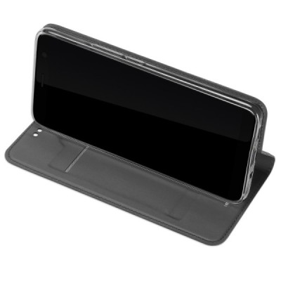 „Dux Ducis“ Skin serijos HTC U11 Plus juodas odinis atverčiamas dėklas / Priedai.lt