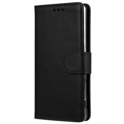Sony Xperia Z3+ Plus atverčiamas juodas odinis dėklas, knygutė - piniginė / Priedai.lt