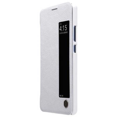 Prabangus „Nillkin“ Qin serijos baltas odinis atverčiamas Huawei Mate 10 Pro dėklas / Priedai.lt