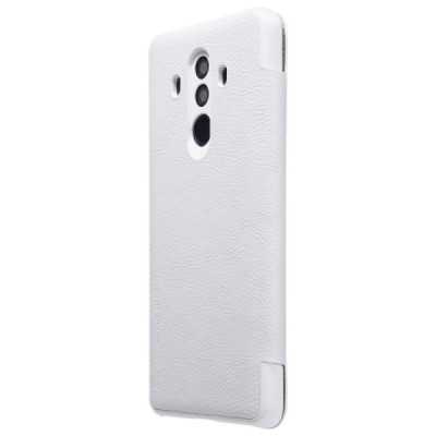 Prabangus „Nillkin“ Qin serijos baltas odinis atverčiamas Huawei Mate 10 Pro dėklas / Priedai.lt