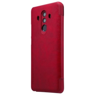 Prabangus „Nillkin“ Qin serijos raudonas odinis atverčiamas Huawei Mate 10 Pro dėklas / Priedai.lt