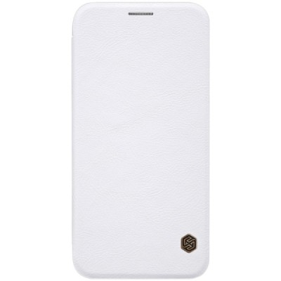 Prabangus „Nillkin“ Qin serijos baltas odinis atverčiamas Samsung Galaxy J3 2017 (J330) dėklas / Priedai.lt