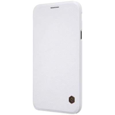 Prabangus „Nillkin“ Qin serijos baltas odinis atverčiamas Samsung Galaxy J3 2017 (J330) dėklas / Priedai.lt
