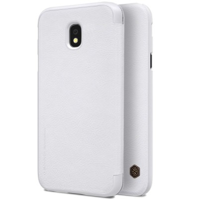 Prabangus „Nillkin“ Qin serijos baltas odinis atverčiamas Samsung Galaxy J3 2017 (J330) dėklas / Priedai.lt