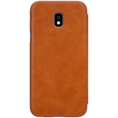 Prabangus „Nillkin“ Qin serijos rudas odinis atverčiamas Samsung Galaxy J3 2017 (J330) dėklas / Priedai.lt