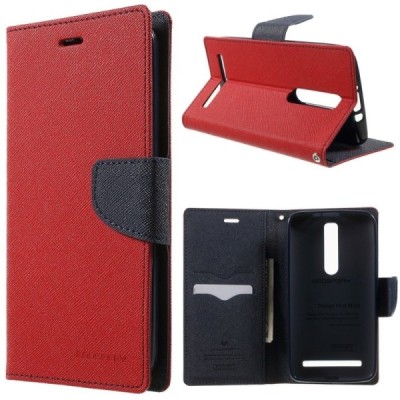 „Mercury“ Fancy Asus Zenfone 2 5.5 (ZE550ML, ZE551ML) raudonas odinis dėklas / Priedai.lt