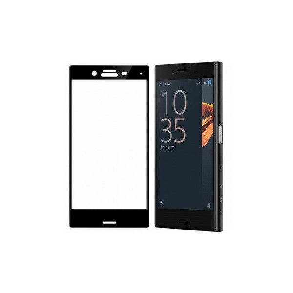 „Calans“ Tempered Glass täielik katvus kaitsev ekraaniklaas 0.2 mm - must (Xperia X Compact)