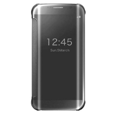 Samsung Galaxy S6 Edge (G925) plastikinis atverčiamas sidabrinis dėklas / Priedai.lt