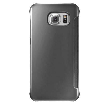 Samsung Galaxy S6 Edge (G925) plastikinis atverčiamas sidabrinis dėklas / Priedai.lt