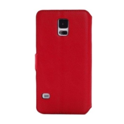 Samsung Galaxy S5 (G900, G903) atverčiamas raudonas odinis retro dėklas - piniginė / Priedai.lt