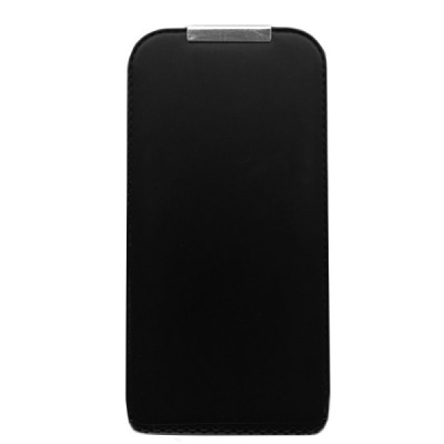 Vertikaliai atverčiamas juodas odinis Apple iPhone 4 ir 4S dėklas / Priedai.lt