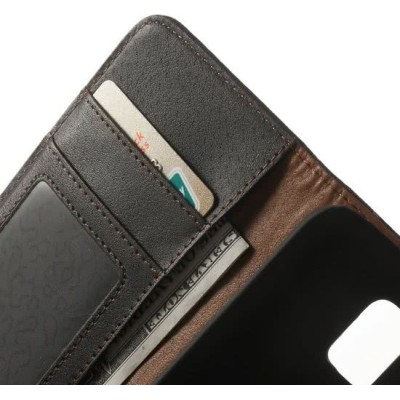 Samsung Galaxy S5 mini (G800) „Litchi“ atverčiamas juodas odinis dėklas - piniginė / Priedai.lt