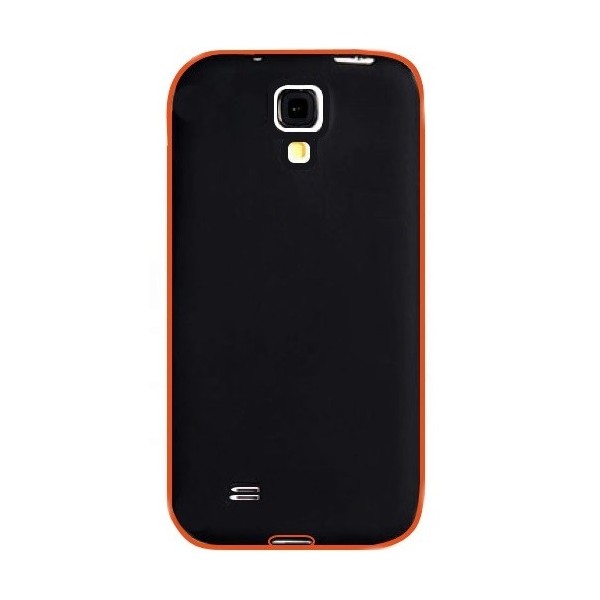 Plastikust kaaned su kõva silikoon rėmu - must / oranž (Galaxy S4)