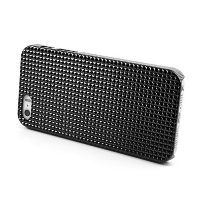Juodas stilingas reljefinis 3D Apple iPhone SE (5, 5s) dėklas (dėkliukas, nugarėlė) / Priedai.lt