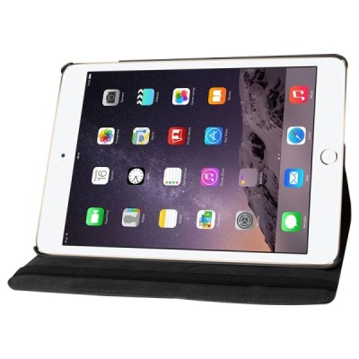 Apple iPad Air 2 atverčiamas, sukamas 360 laipsnių, juodas odinis dėklas - stovas / Priedai.lt